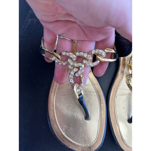 Classified Sandals Flip flop style with straps Black with Stones 6.5M - Picture 4 of 8